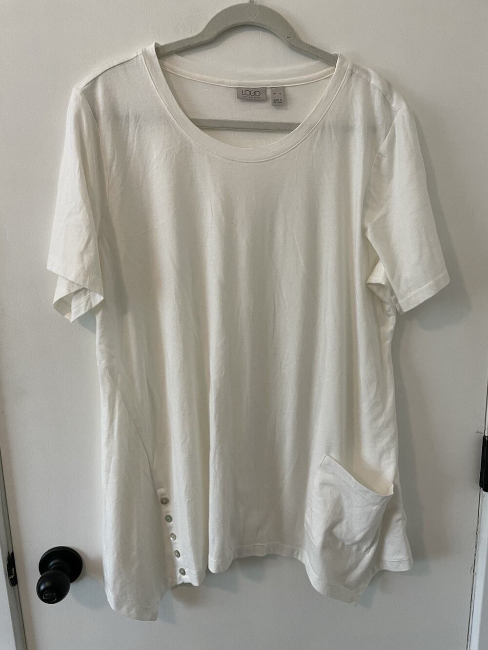 LOGO by LORI GOLDSTEIN XL Marshmallow Handkerchief Hem T-Shirt A290508 17